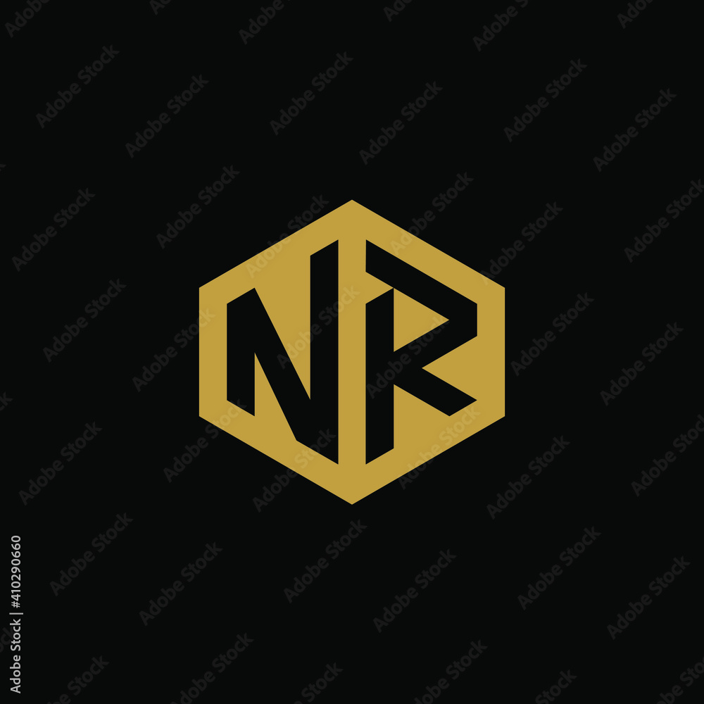 Initial letter NR hexagon logo design vector Initial letter NR hexagon logo design vector