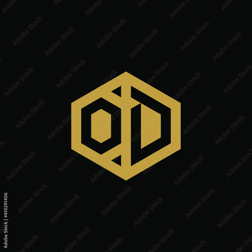 Initial letter OD hexagon logo design vector Initial letter OD hexagon logo design vector