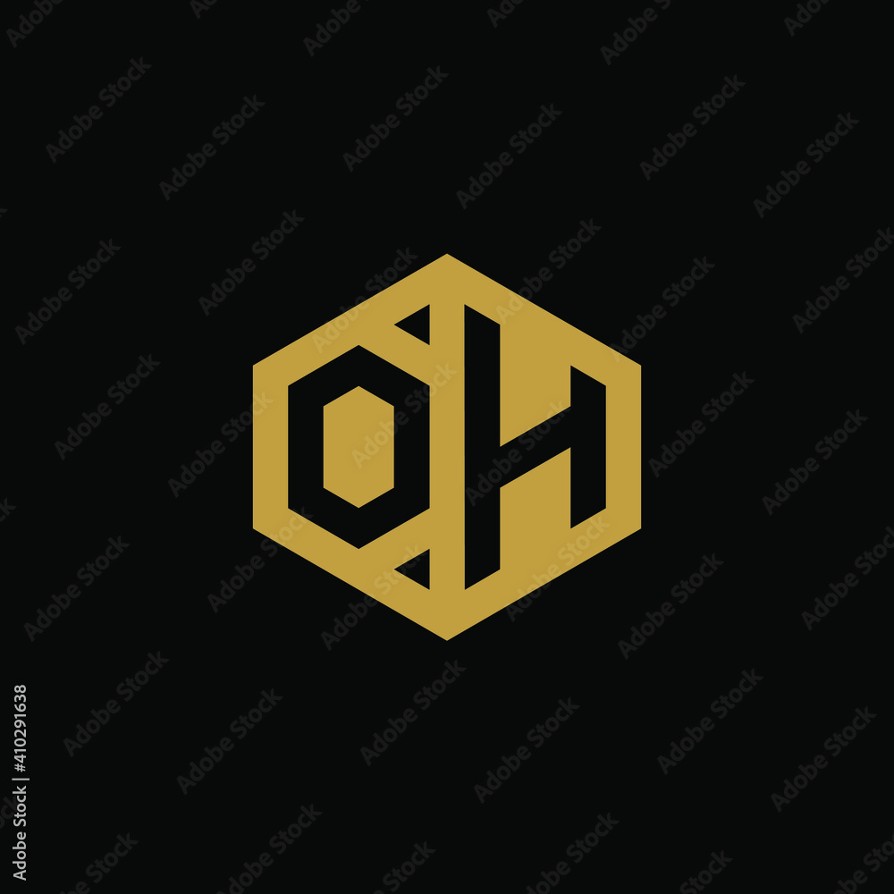 Initial letter OH hexagon logo design vector Initial letter OH hexagon logo design vector