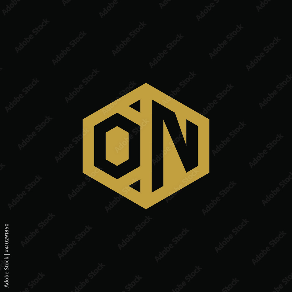 Initial letter ON hexagon logo design vector Initial letter ON hexagon logo design vector