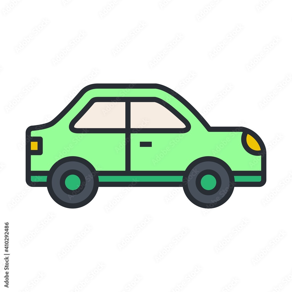 Flat car icon. Vector illustration.