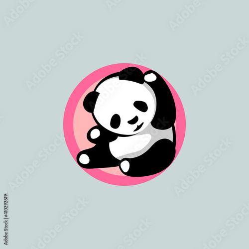 Cute Panda bear Logo design vector template. 
Funny Lazy Logo Panda animal Logotype concept icon. photo