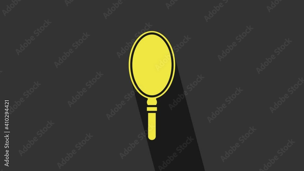 Yellow Hand mirror icon isolated on grey background. 4K Video motion graphic animation Yellow Hand mirror icon isolated on grey background. 4K Video motion graphic animation
