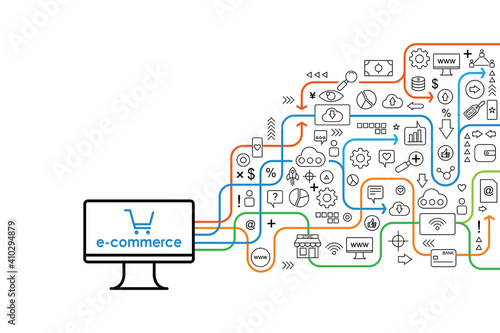 E-commerce business diagram to succeed. E-commerce asset for presentation or social media cover. vector illustration