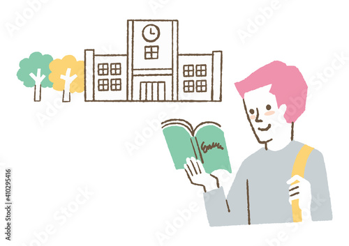 教科書を読む学生