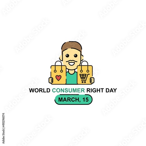 Happy consumer illustration. Easy to edit with vector file. Can use for your creative content. Especially about world consumer right day campaign in this march.