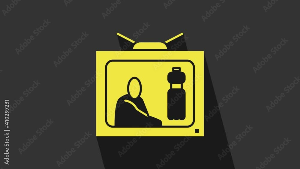 Yellow Stop plastic pollution icon isolated on grey background. Ecological poster. 4K Video motion graphic animation Yellow Stop plastic pollution icon isolated on grey background. Ecological poster. 4K Video motion graphic animation