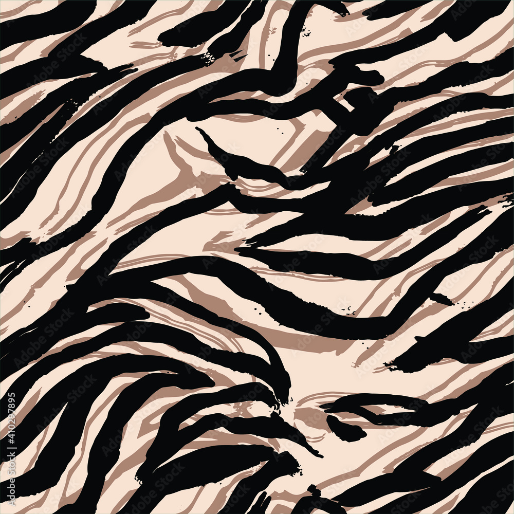 Seamless pattern with zebra fur print. Vector illustration. Exotic wild ...