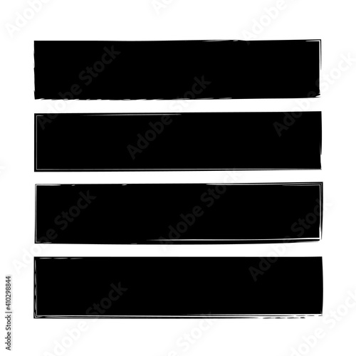 Collection of Hand drawn abstract black paint brush strokes. Vector frames isolated on white background