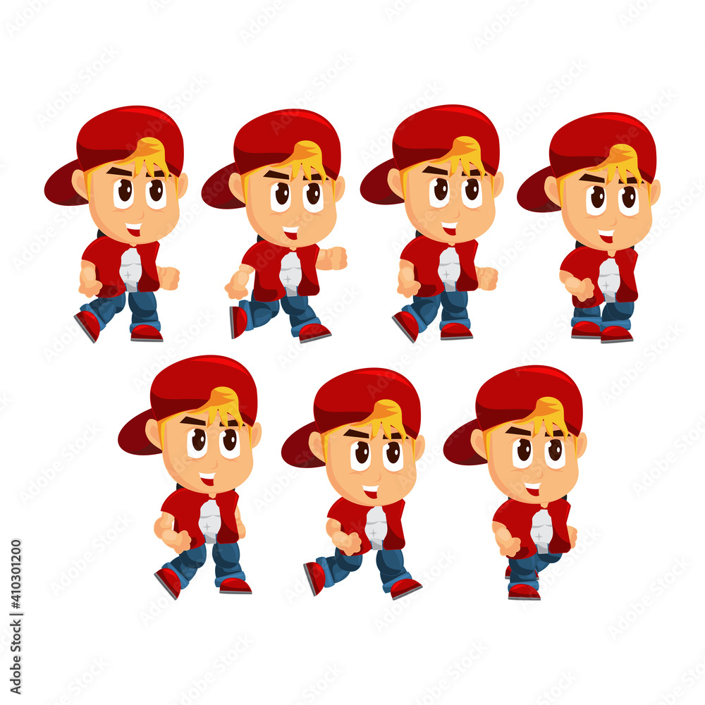 Boy Character with Hat Run Game Kits adventure design Sprite Boy Character with Hat Run Game Kits adventure design Sprite