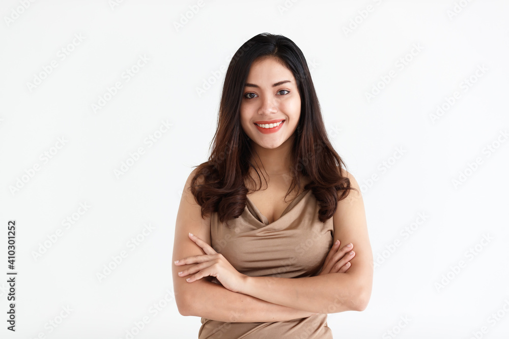 Portrait of a young teen Asian woman with black long hair on white background Portrait of a young teen Asian woman with black long hair on white background