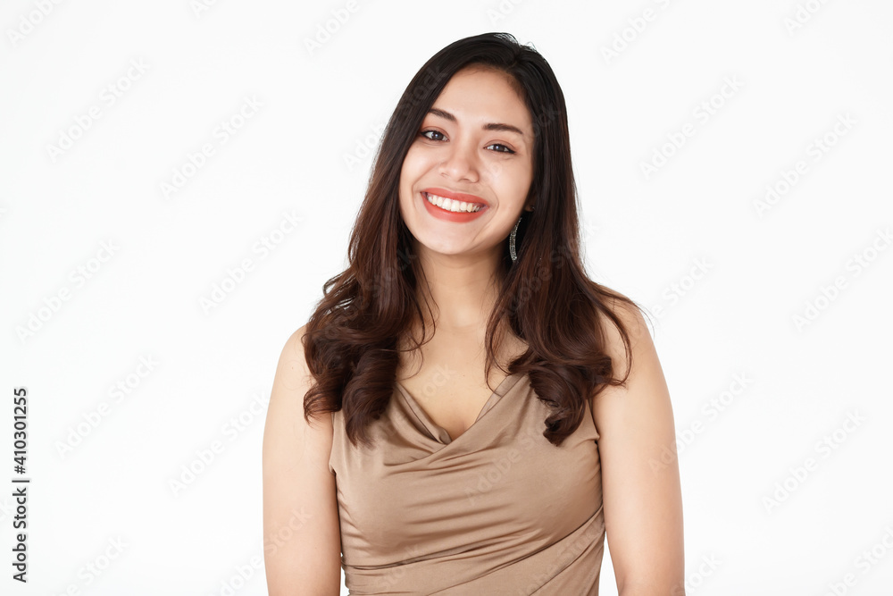 Portrait of a young teen Asian woman with black long hair on white background Portrait of a young teen Asian woman with black long hair on white background
