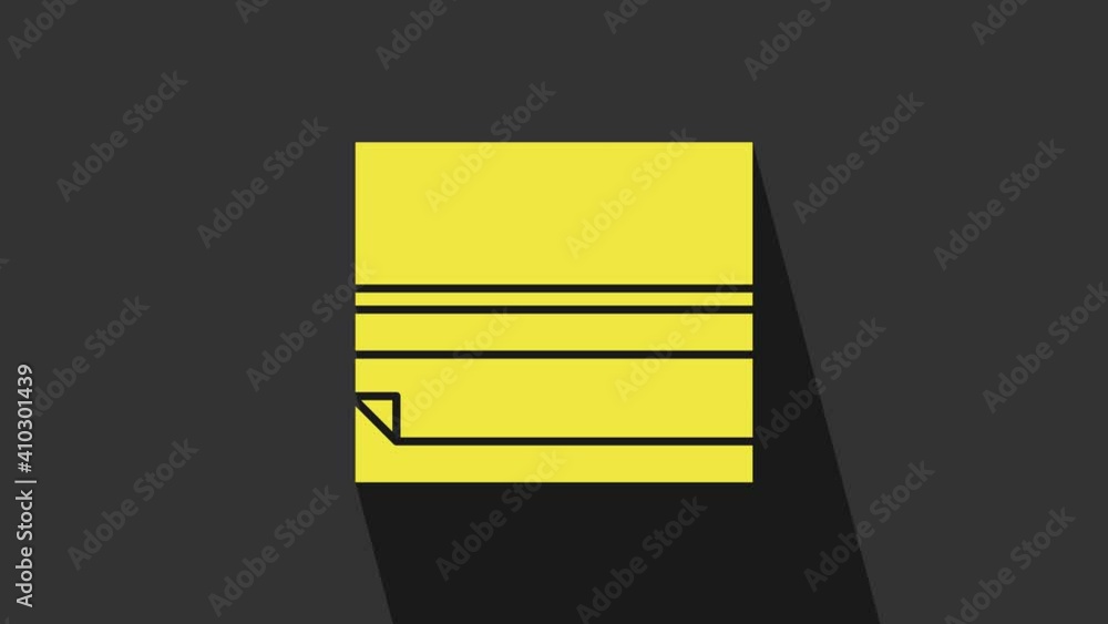 Yellow Rolling paper icon isolated on grey background. 4K Video motion graphic animation Yellow Rolling paper icon isolated on grey background. 4K Video motion graphic animation