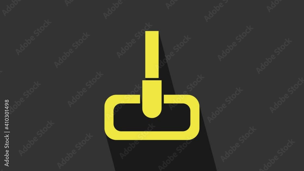 Yellow Mop icon isolated on grey background. Cleaning service concept. 4K Video motion graphic animation Yellow Mop icon isolated on grey background. Cleaning service concept. 4K Video motion graphic animation