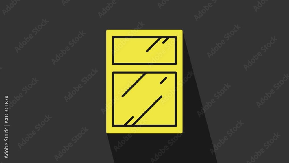 Yellow Cleaning service for windows icon isolated on grey background. Squeegee, scraper, wiper. 4K Video motion graphic animation