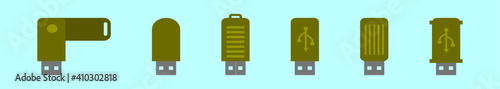 set of pen drive cartoon icon design template with various models. vector illustration isolated on blue background