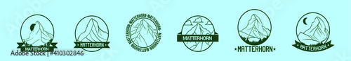 set of matterhorn cartoon icon design template with various models. vector illustration isolated on blue background