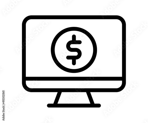computer monetize screen single isolated icon with outline style