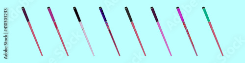 set of pool sticks cartoon icon design template with various models. vector illustration isolated on blue background
