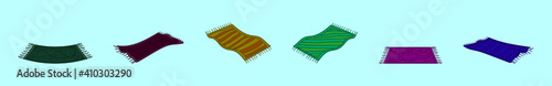 set of magic carpet cartoon icon design template with various models. vector illustration isolated on blue background