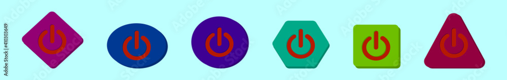 set of on off button cartoon icon design template with various models. vector illustration isolated on blue background set of on off button cartoon icon design template with various models. vector illustration isolated on blue background