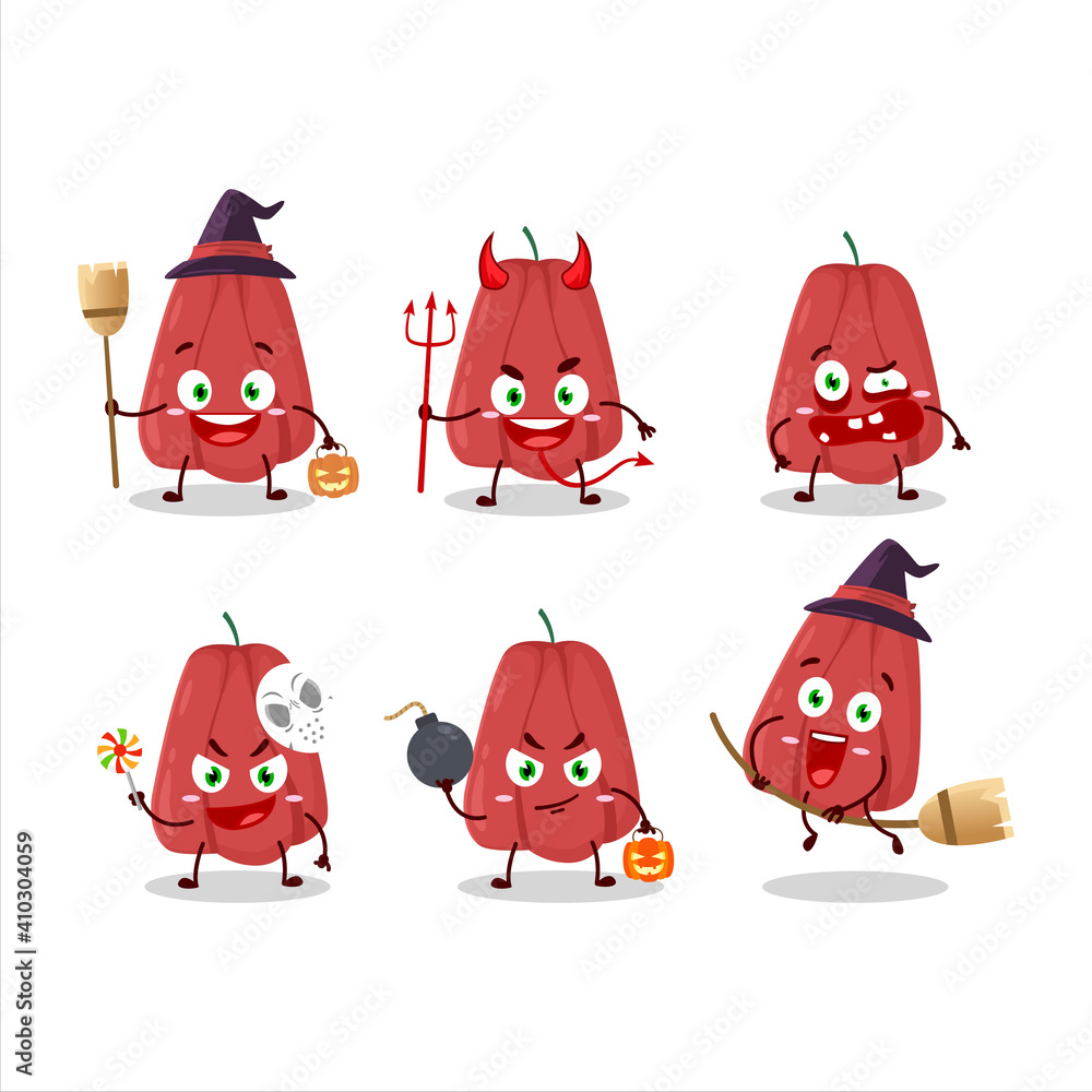 Halloween expression emoticons with cartoon character of ackee Halloween expression emoticons with cartoon character of ackee