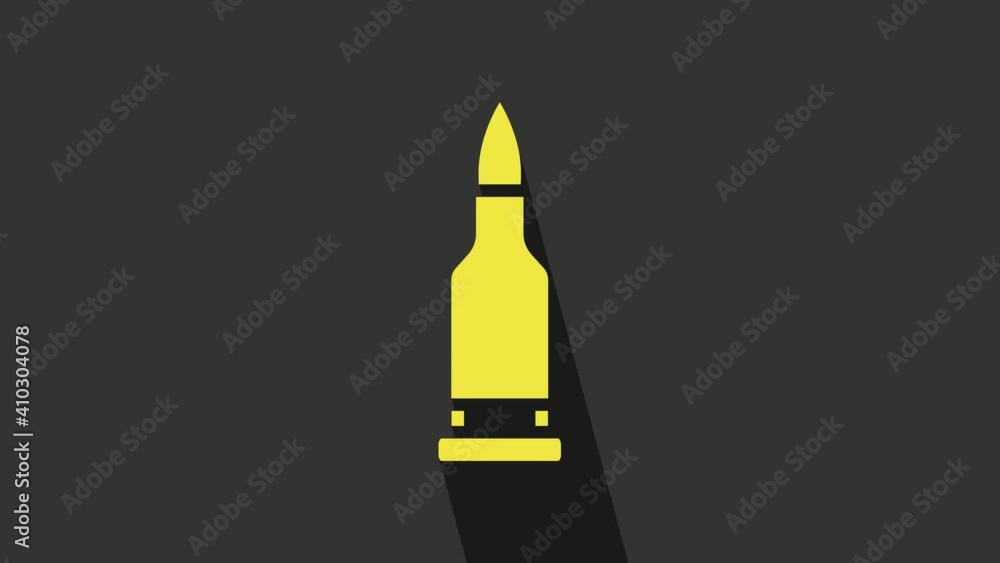 Yellow Bullet icon isolated on grey background. 4K Video motion graphic animation Yellow Bullet icon isolated on grey background. 4K Video motion graphic animation