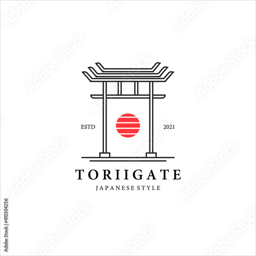 torii gate line art minimalist vector logo illustration design