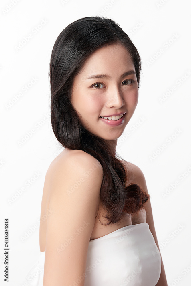 Beautiful young asian woman with clean fresh skin on white background, Face care, Facial treatment, Cosmetology, beauty and spa, Asian women portrait Beautiful young asian woman with clean fresh skin on white background, Face care, Facial treatment, Cosmetology, beauty and spa, Asian women portrait