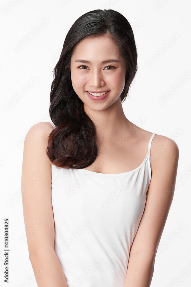 Beautiful young asian woman with clean fresh skin on white background, Face care, Facial treatment, Cosmetology, beauty and spa, Asian women portrait Beautiful young asian woman with clean fresh skin on white background, Face care, Facial treatment, Cosmetology, beauty and spa, Asian women portrait