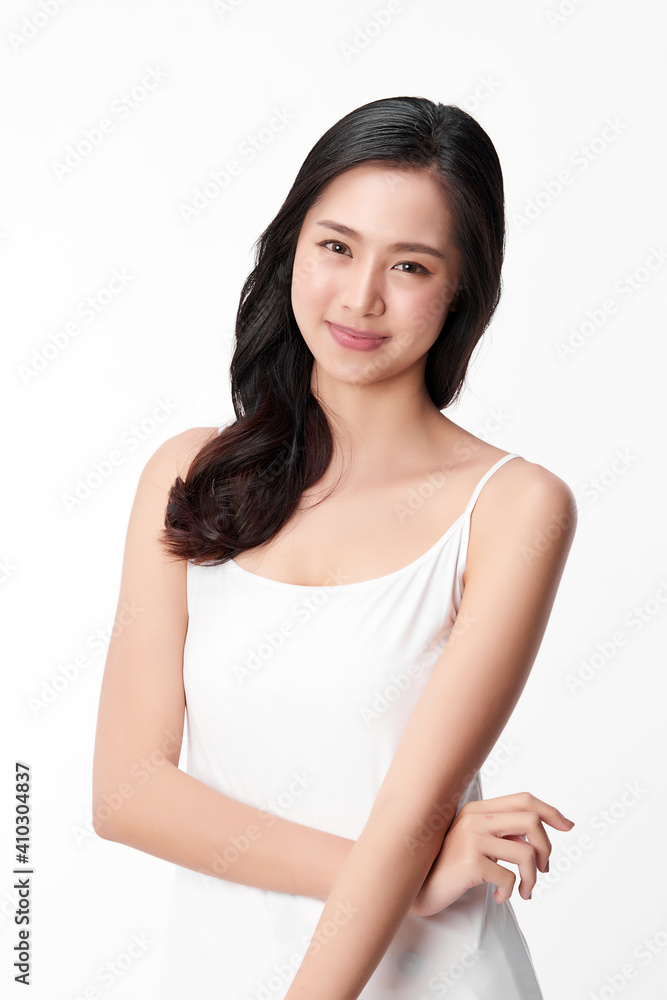 Beautiful young asian woman with clean fresh skin on white background, Face care, Facial treatment, Cosmetology, beauty and spa, Asian women portrait Beautiful young asian woman with clean fresh skin on white background, Face care, Facial treatment, Cosmetology, beauty and spa, Asian women portrait