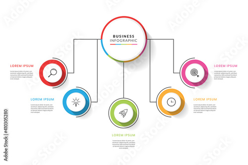 Colorful business infographic with 5 steps or options