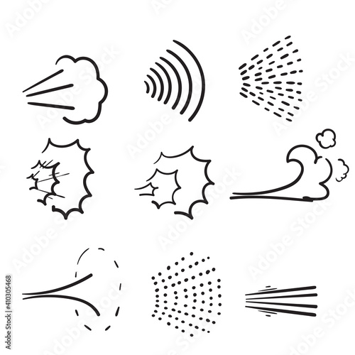 hand drawn doodle water spray icon illustration set