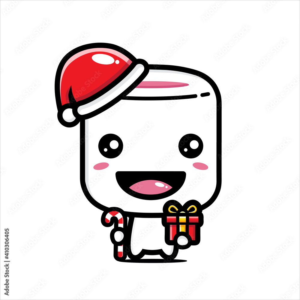 Fototapeta premium cute marshmello in santa costume
