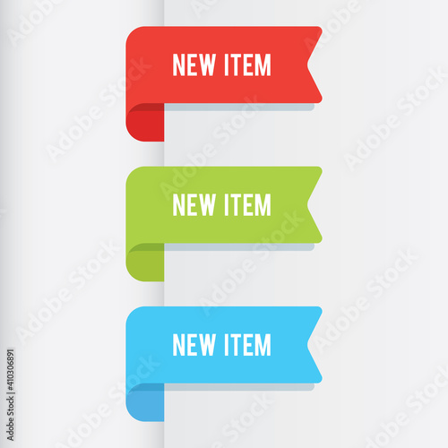 Set of Colorful New Item Ribbons