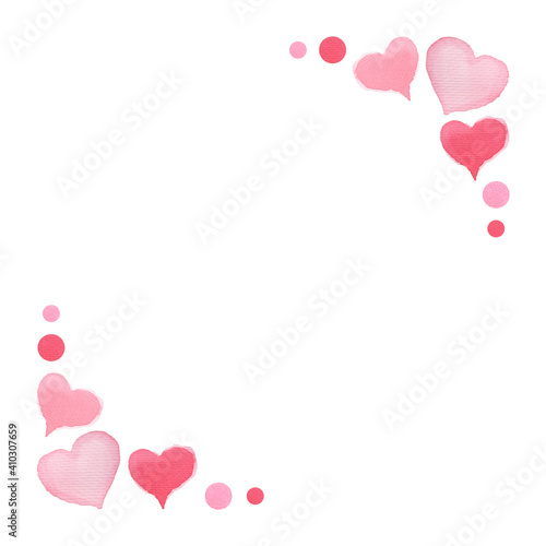 Hand-painted watercolor heart frame on white background