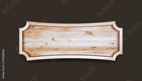 Decorative wooden signboard, Vector illustration