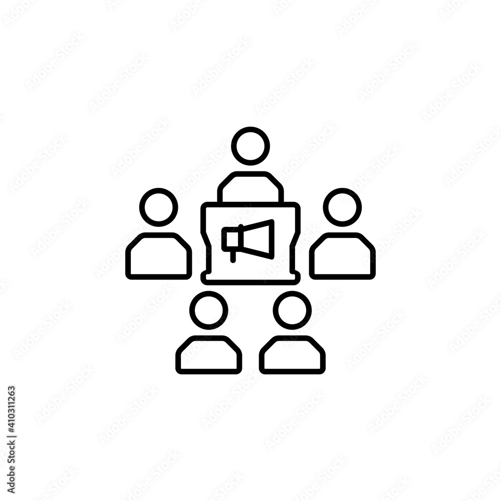 marketing convention vector icon line style. Perfect for website, application, commerce, presentation, logo and more. simple, thin and modern outline icon marketing convention vector icon line style. Perfect for website, application, commerce, presentation, logo and more. simple, thin and modern outline icon