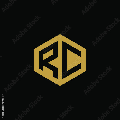 Initial letter RC hexagon logo design vector