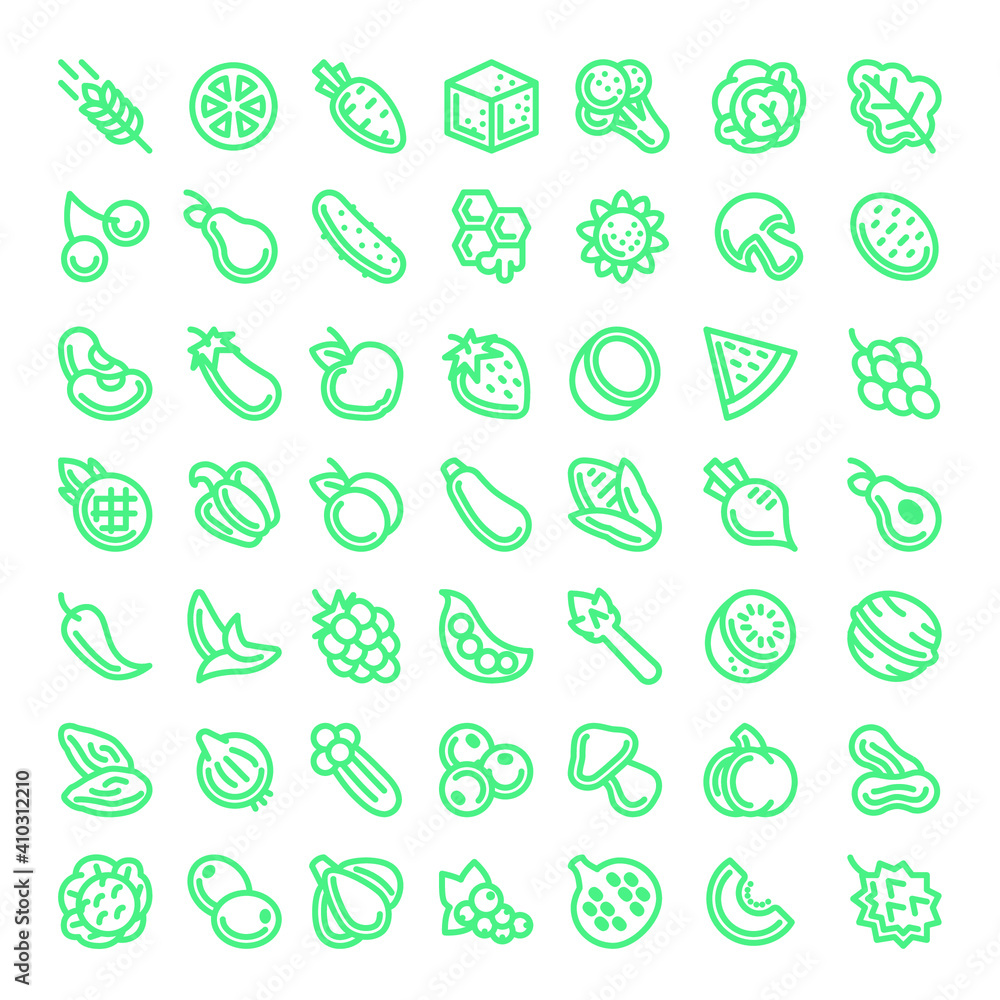 Food and Fruit Icons Set Food and Fruit Icons Set