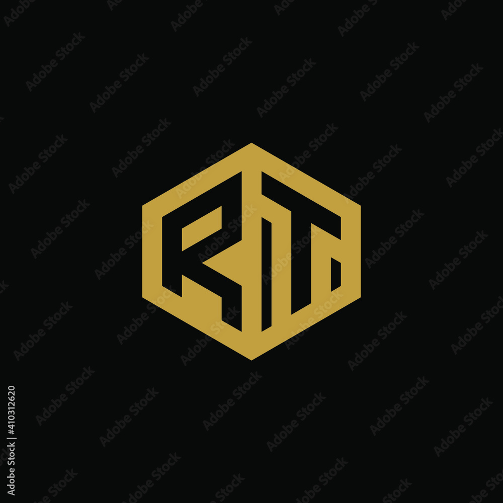 Initial letter RT hexagon logo design vector Initial letter RT hexagon logo design vector