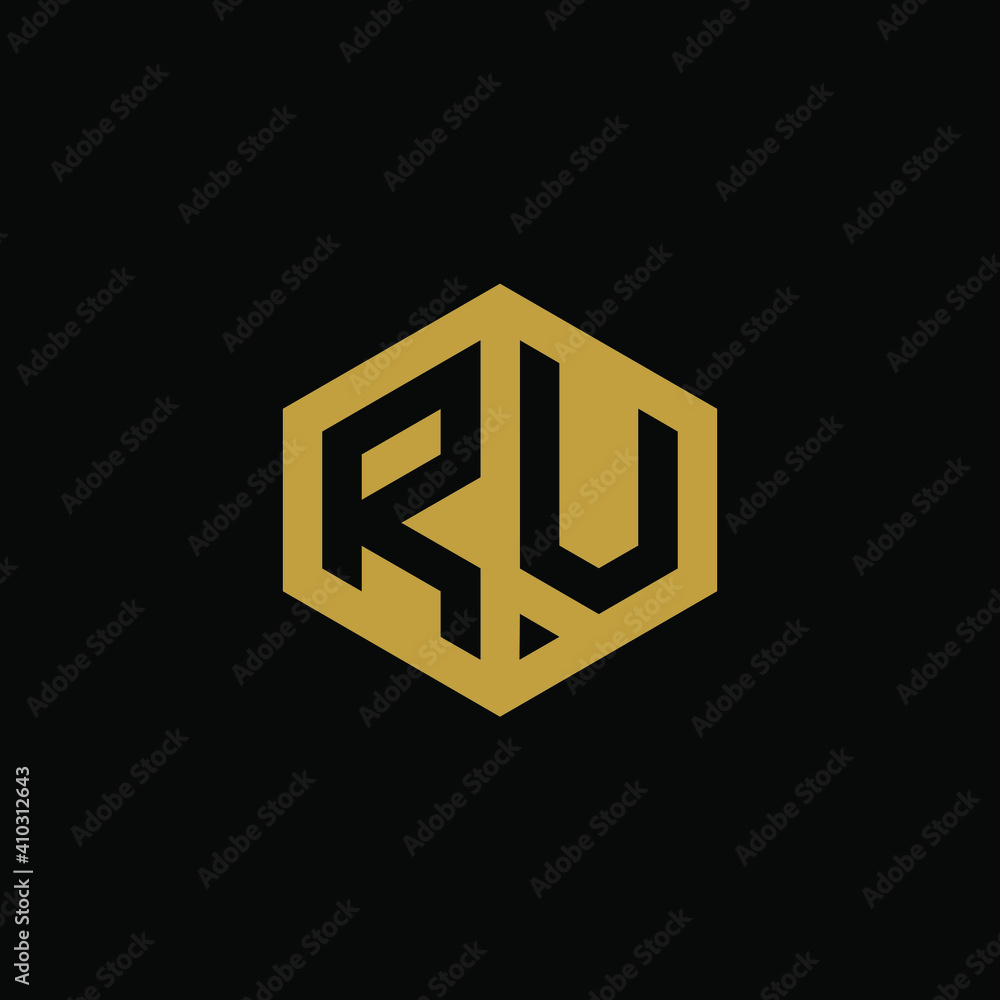 Initial letter RU hexagon logo design vector Initial letter RU hexagon logo design vector