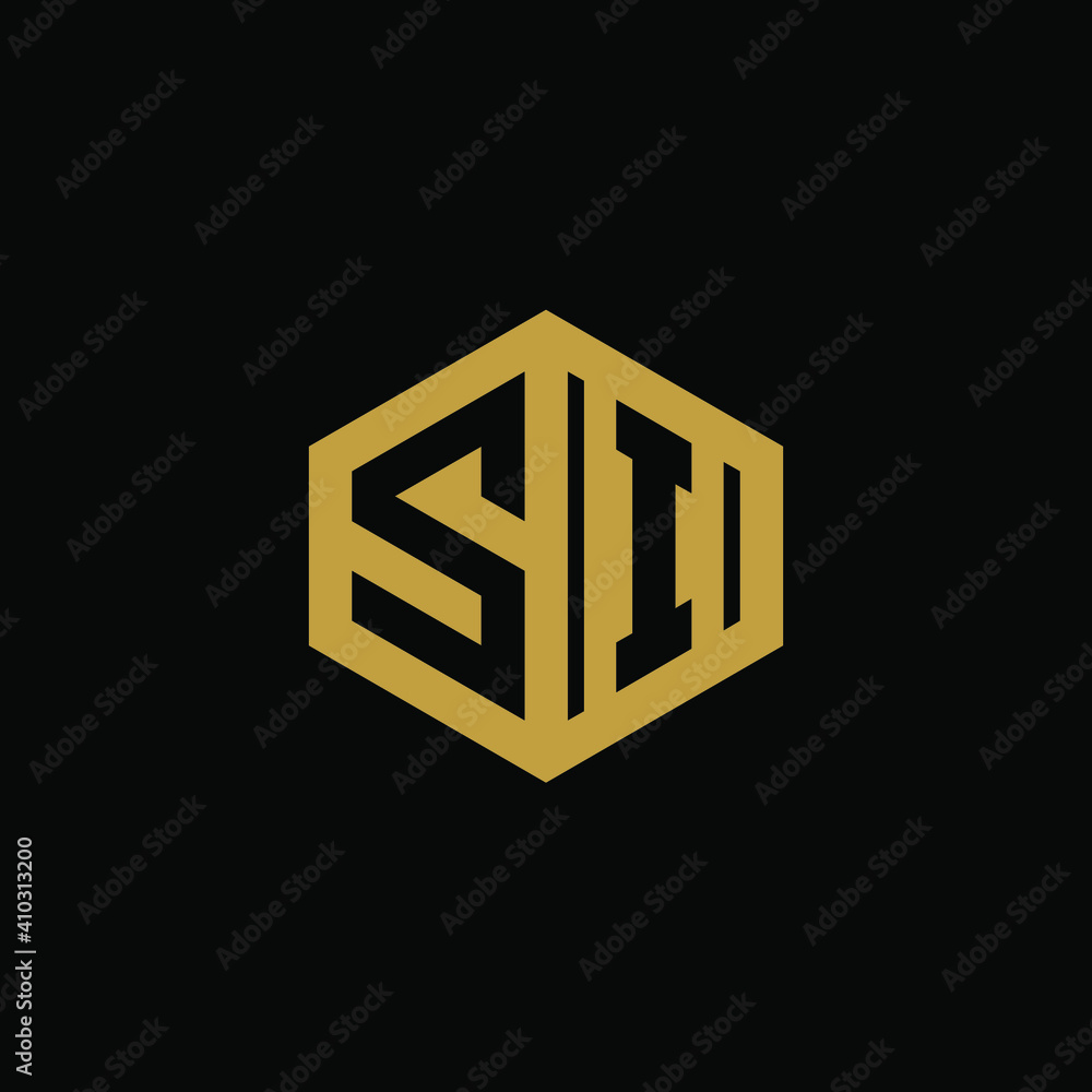 Initial letter SI hexagon logo design vector Initial letter SI hexagon logo design vector