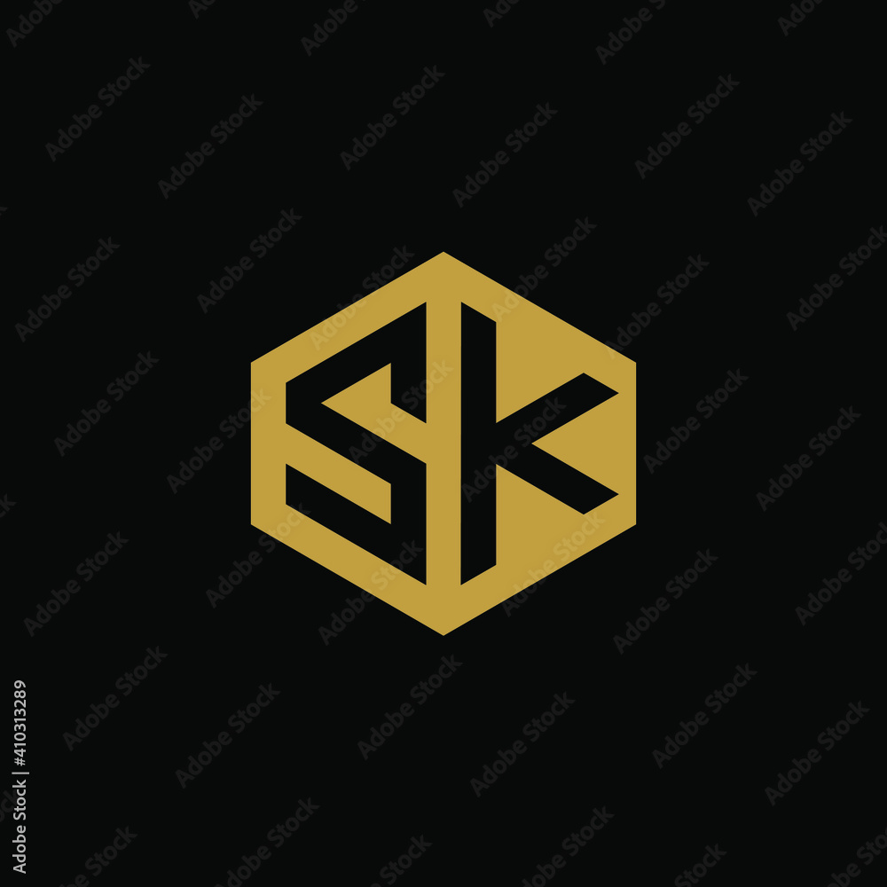 Initial letter SK hexagon logo design vector Initial letter SK hexagon logo design vector