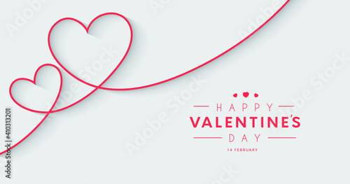 Happy valentines day line hearts love banner