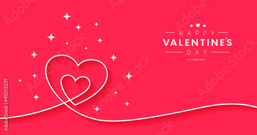 Happy valentines day line hearts love banner