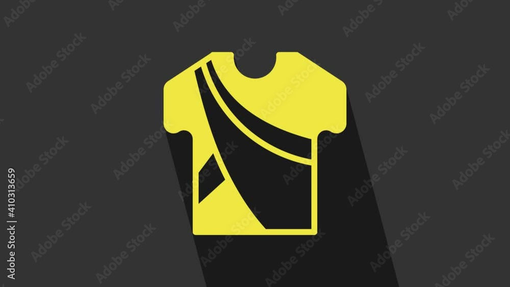 Yellow Indian man dress traditional hindu clothes with long shirt icon isolated on grey background. 4K Video motion graphic animation Yellow Indian man dress traditional hindu clothes with long shirt icon isolated on grey background. 4K Video motion graphic animation