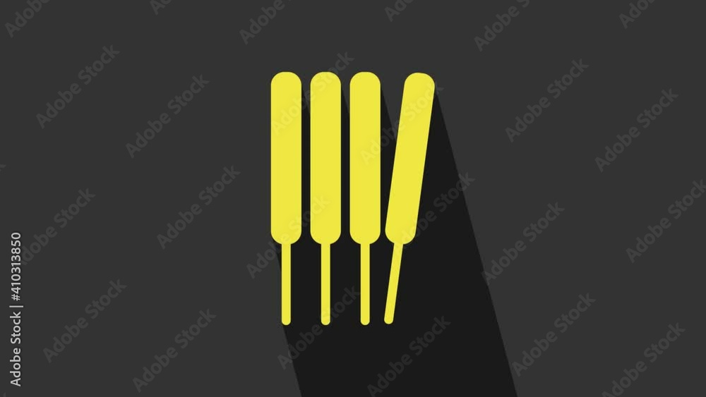 Yellow Aroma sticks, incense, aromas icon isolated on grey background. 4K Video motion graphic animation Yellow Aroma sticks, incense, aromas icon isolated on grey background. 4K Video motion graphic animation