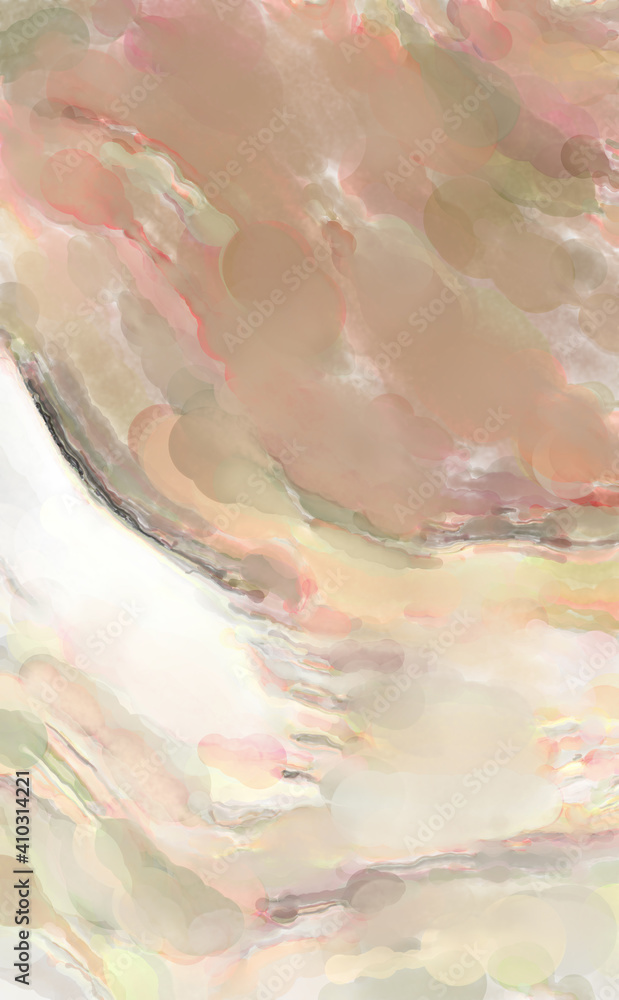 Fototapeta premium Watercolor abstract painting with pastel colors for poster, wall art, banner, card, book cover or packaging. Modern painting of soothing brush strokes resembling alcohol inks.