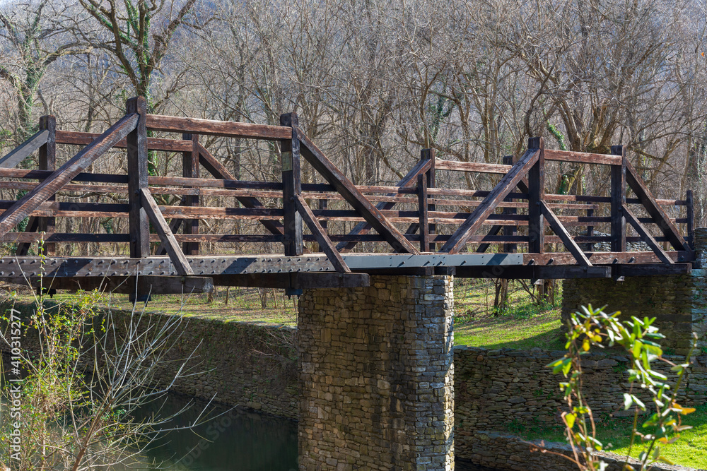 The footbridge to Virginius Isand in Harper's Ferry National Park. The footbridge to Virginius Isand in Harper's Ferry National Park.